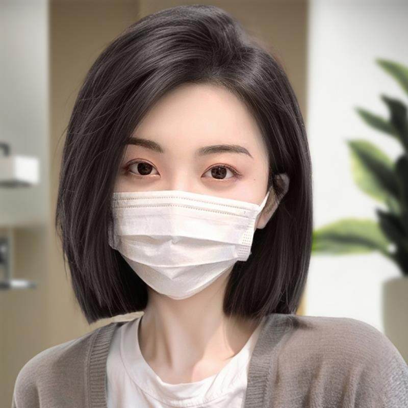 美宿假发女短发中分一刀切减龄波波头彷真发全真人发假发套全头套