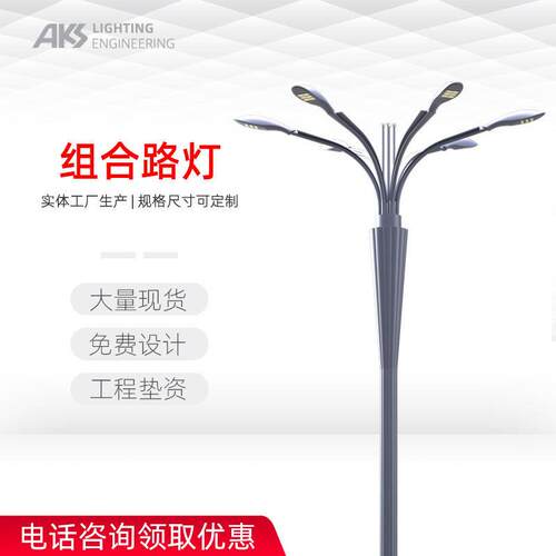 10-15米圆管拉花压花特色多火220VLED市电市政道路景观路灯杆厂家