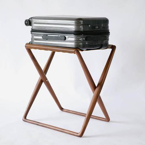 酒店折叠行李架行李架家用客房黑檀大型牛皮折叠床边红木落地宾馆