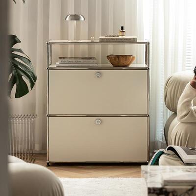 【UnicaFurn】中古模块双层小边柜ins现代简约不锈钢收纳储物斗柜