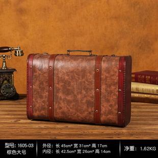 复古木箱子大号密码盒子玩具储物盒带上锁收纳箱儿童百宝箱道具箱