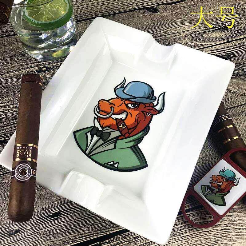 御茄堂 生肖烟灰缸雪茄客厅陶瓷大号家用复古个性烟灰缸家居创意
