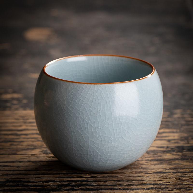 汝窑主人杯陶瓷功夫茶杯开片可养品茗杯个人杯汝瓷茶具茶盏单个