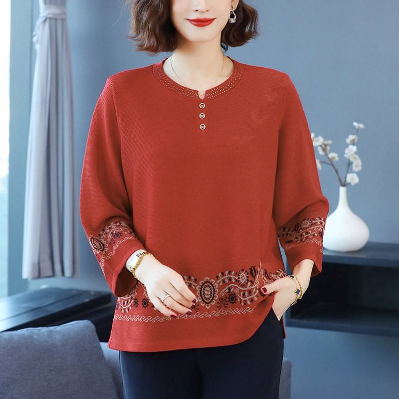 加肥加大码胖妈妈春夏冰丝针织衫七分袖上衣中老年女宽松遮肚t恤