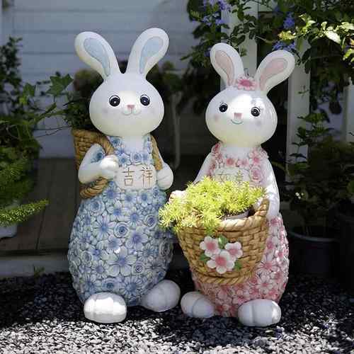 小兔子户外庭院装饰摆件阳台造景布置网红民宿花园创意动物花盆