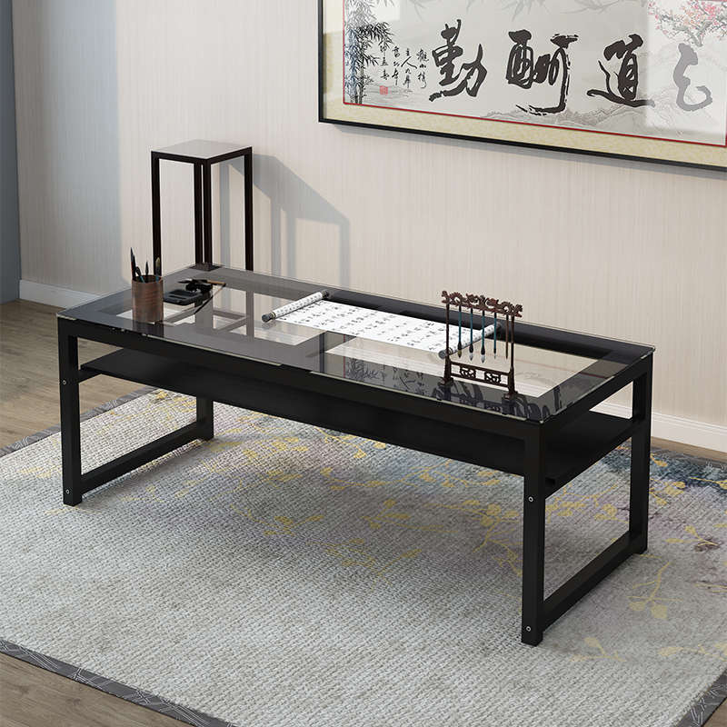 桌中式书法桌子双层书画简易台简约书案桌批发木写字台书法练字