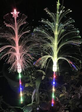 户外防水太阳能led光纤水母灯氛围装饰灯庭院花园别墅插地草坪灯