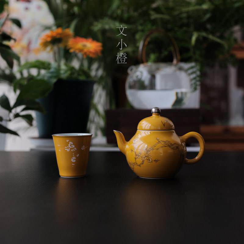 文小橙丨拓黄暗香 茶壶手工泡茶壶单壶手执壶球孔茶具一人饮壶