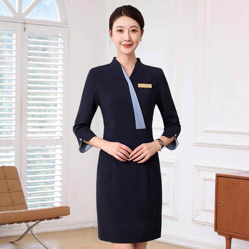 空姐高级感职业西装套装女连衣裙春夏美容院酒店前台售楼部工作服