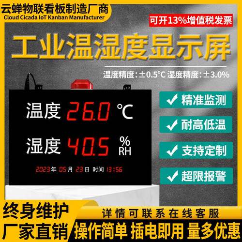 万年日历大屏高精度工业温湿度计带时间温湿度显示屏温湿度LED看