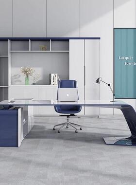 漆老板桌时尚总裁桌个性简约班现代大气烤大台公办室老0板办公桌