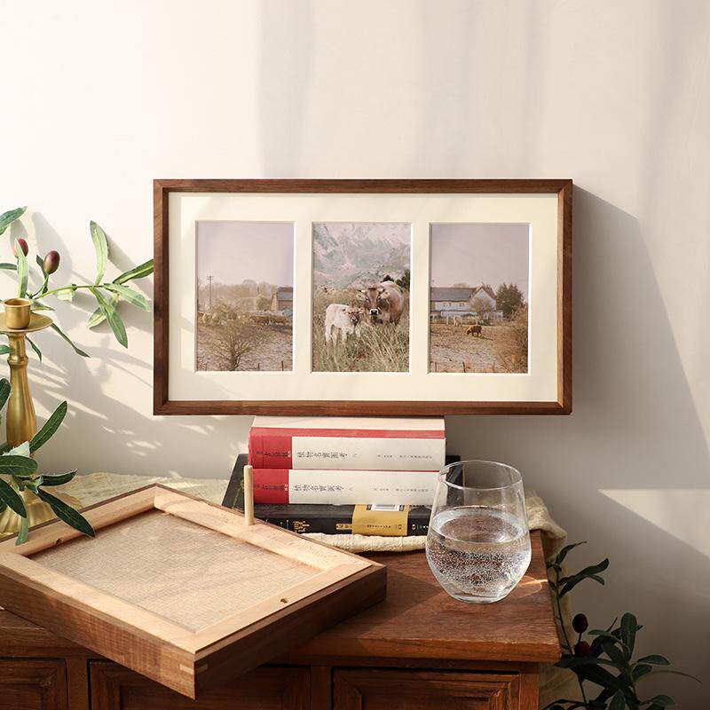 实木相框摆台榫卯三联框多照片组合加卡纸洗照片排版墙画框,家居饰品,相框/画框,淘宝优惠券,粉丝福利购,淘宝优惠卷