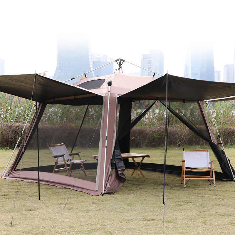 黑胶免搭建天幕自动帐篷户外铝合金折叠便携式露营加厚防蚊虫野营