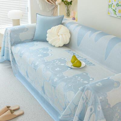 夏季凉感冰丝沙巾纯色全盖夏沙发BVF盖布款防发滑沙发套天罩