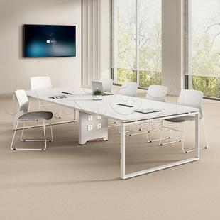 会议桌长桌椅组合简约现代会议室小型会客桌接待工作台白色培训桌