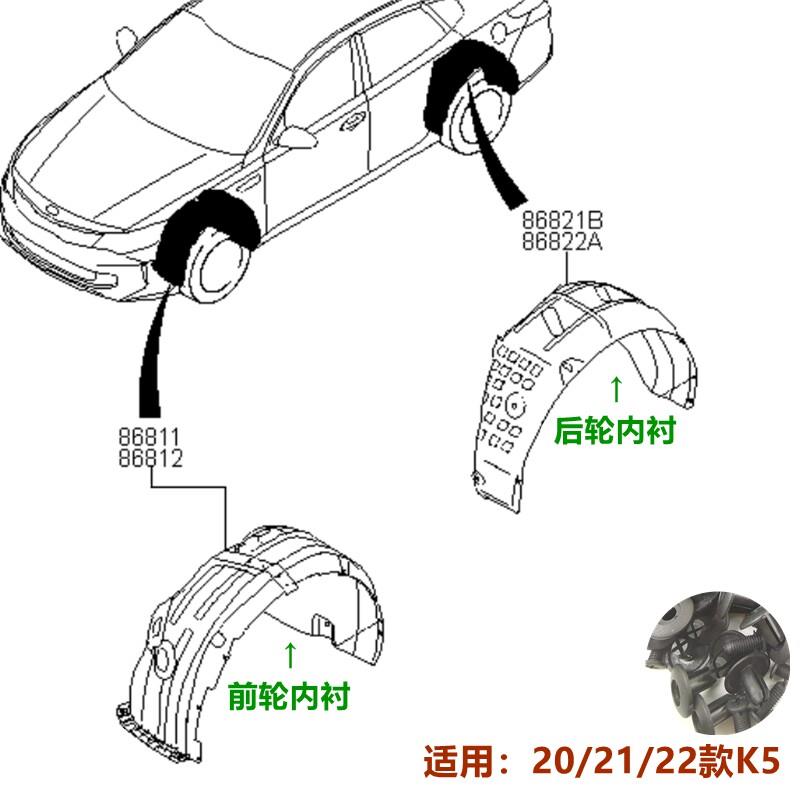 适用起亚K5前轮内衬叶子板挡泥板202122款k5后轮内衬护板挡板原