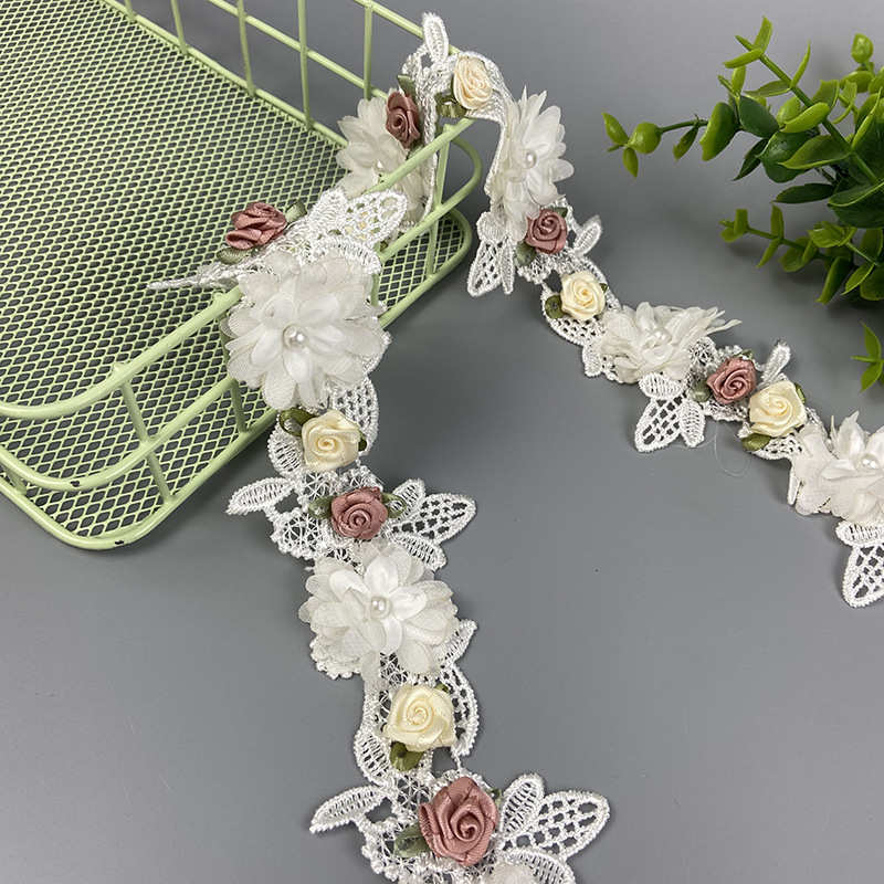 花边DIY装饰辅料花边精美蕾丝镂空花边辅料彩色水溶玫瑰刺绣花边