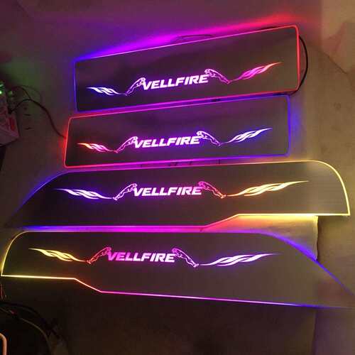 4片威尔法VELLFIRE流光幻彩门槛条 带LED灯迎宾踏板门坎条改装
