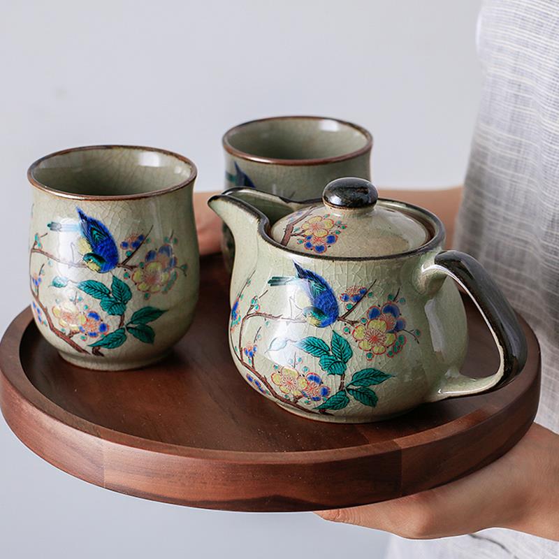 爱悦居日本制原装进口九谷烧陶瓷日式茶具套装茶壶茶杯礼物礼品盒
