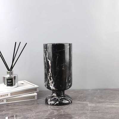 然艺术家居玄关装寂电视柜风天奢装饰品轻侘客厅花瓶摆件软大理石