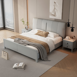 床现代简约1.8米实木床小户型卧室软床主卧婚床双人1.5米气压高箱
