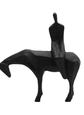 新中式创意骑马雕塑禅意摆件书房办公室招财摆设橱窗玄关软装饰品