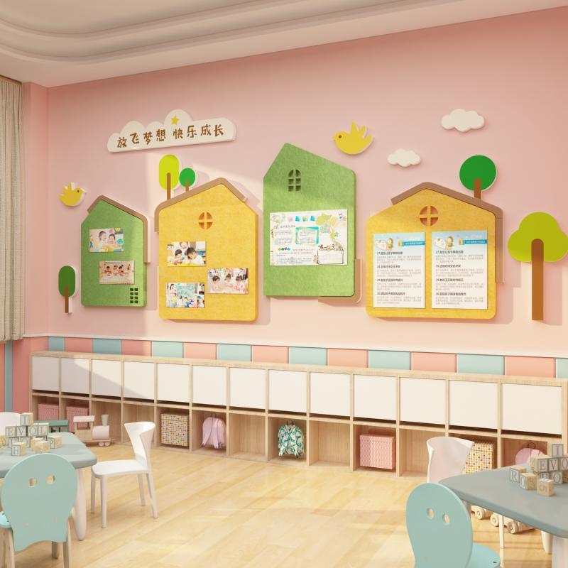 5YA1毛毡板墙贴纸楼梯走廊过道文化装饰幼儿园环创主题墙成品