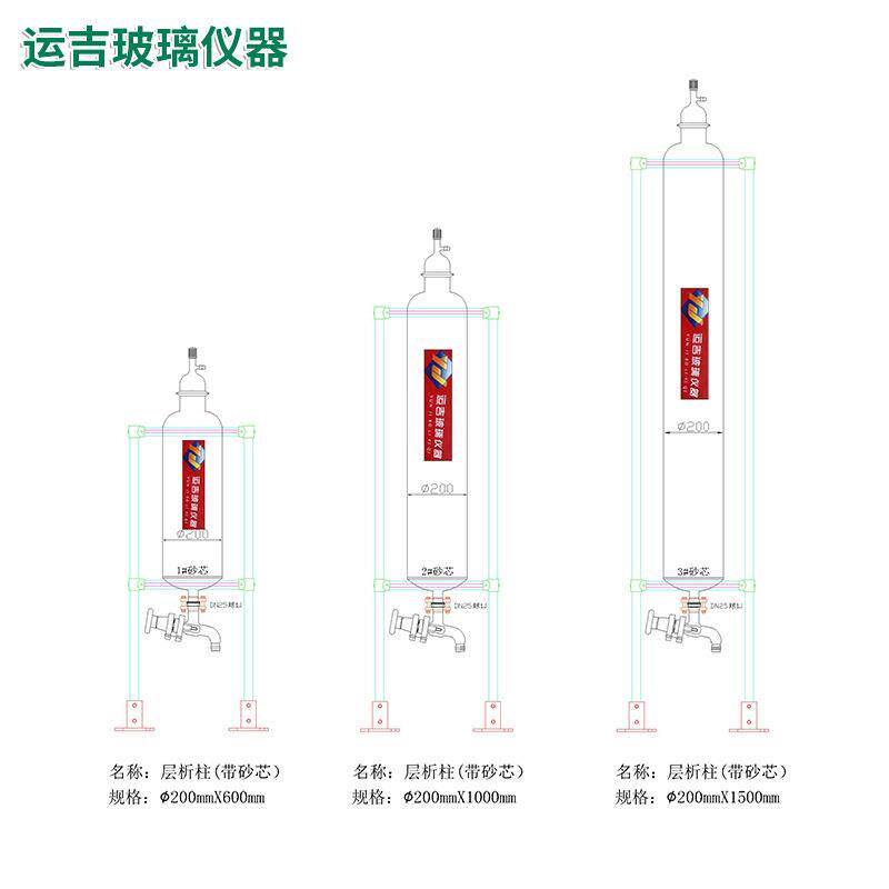 大型翻转玻璃层析柱常压减压过滤旋转层析柱实验室玻璃砂芯