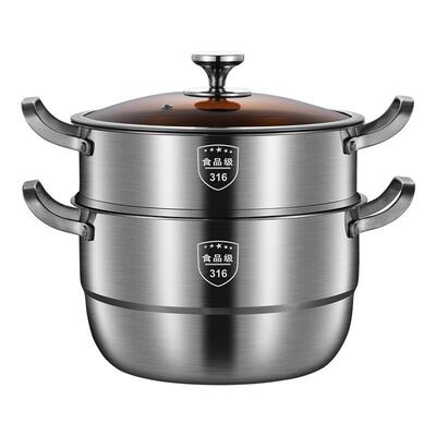 乐在16L特多厚蒸锅全钢不锈钢欧多层带格式功能家用蒸煮锅礼3品锅