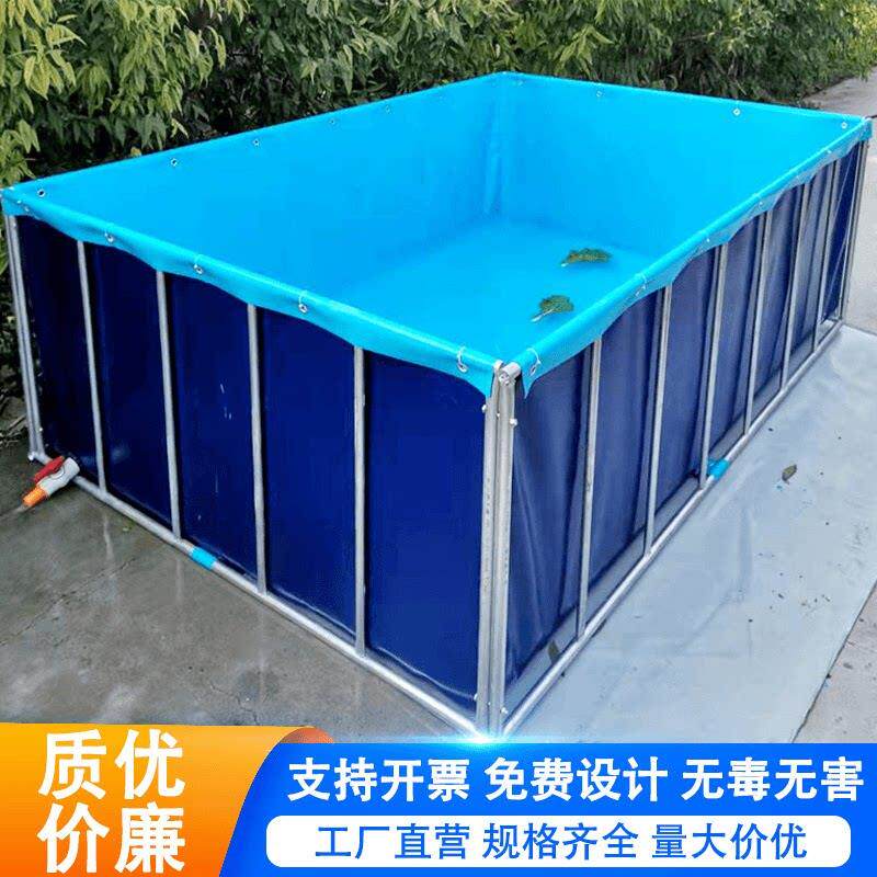 热卖款加厚帆布鱼池带支架锦鲤暂养池快速安装结实耐用户外储水池