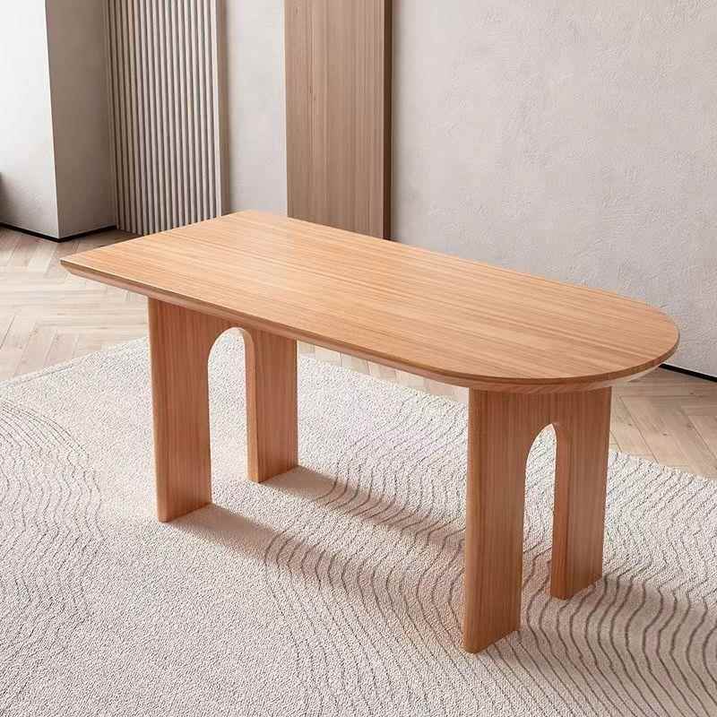 新款北实木岛台餐欧桌家小用户型靠墙半圆形饭厅桌简约客长书桌办