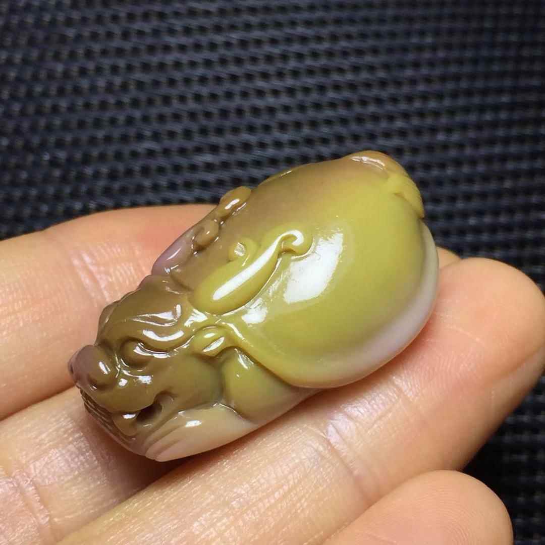 天然七彩玉盐源玛瑙龙龟吊坠男女款项坠饰品挂件32.8*22.5*13mm
