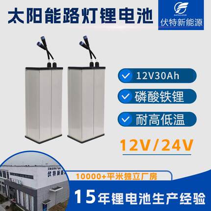 太阳能路灯锂电池12V30AH监控磷酸铁锂电池电源模组光伏储能