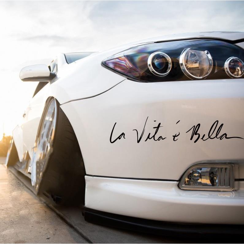 人生如此美丽遮盖侧门车尾保险杠划痕汽车贴纸个性反光改装拉花