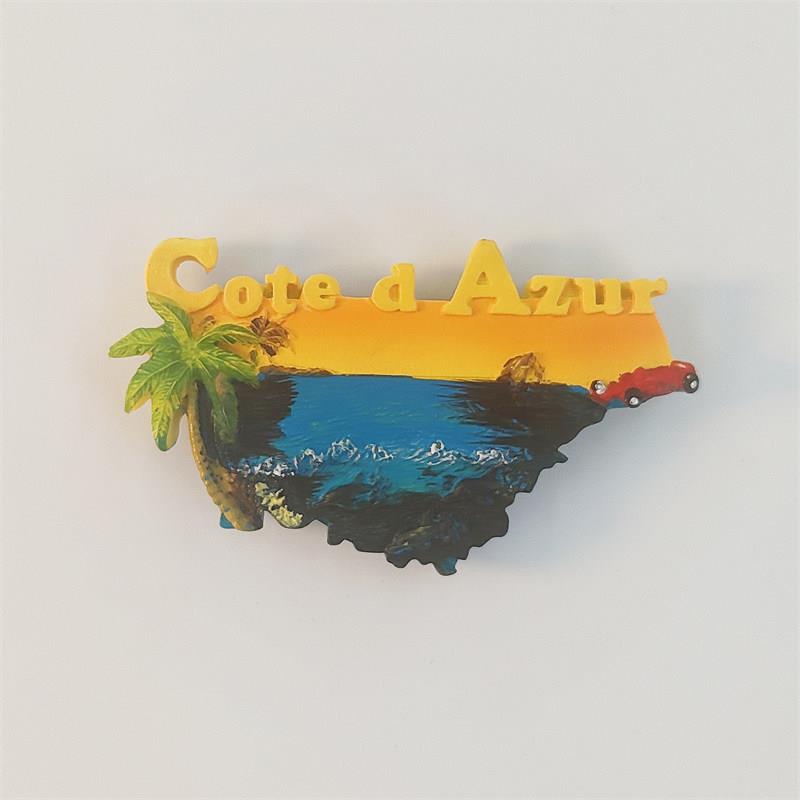 法国尼斯蔚蓝海岸旅游纪念工艺品创意立体风景装饰磁性冰箱贴礼物