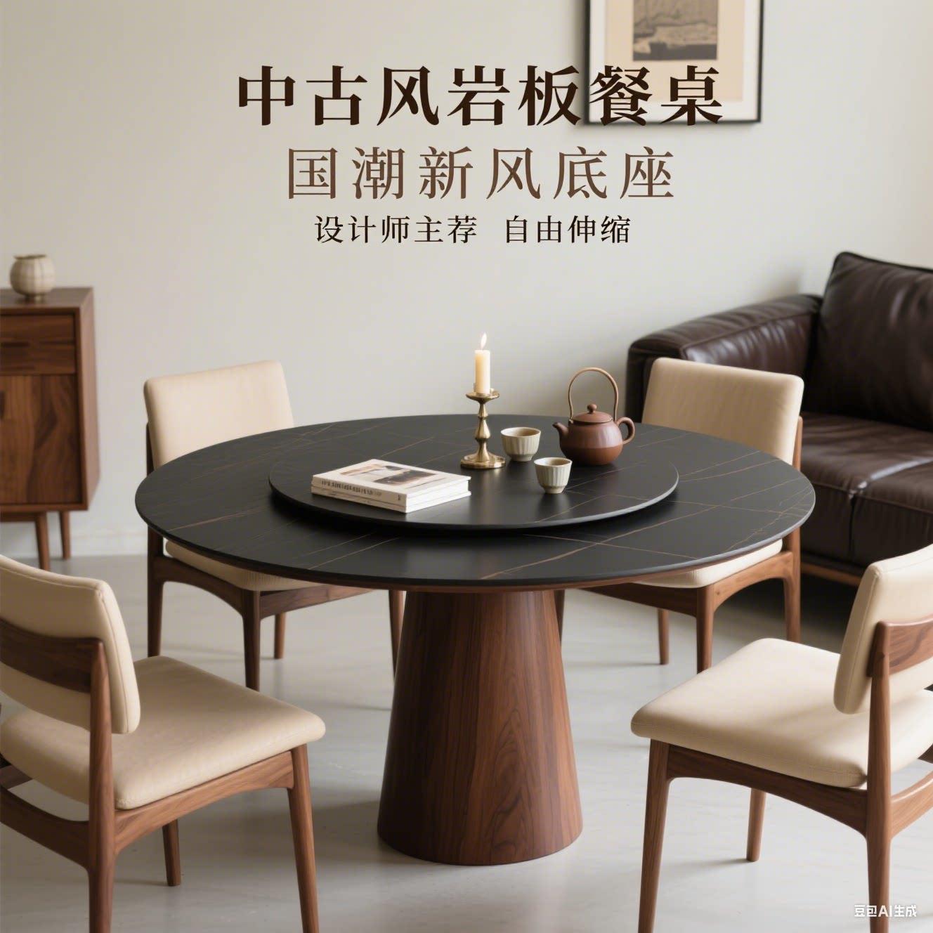 岩板餐桌转盘家用大理石旋转台面餐桌圆桌转盘岩板台面定制订制