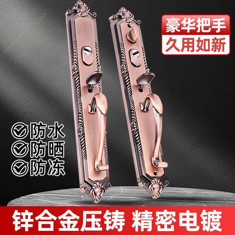 门锁双对手开开关拇指按压门把手面板锁芯锁体式锌合金把老家用大