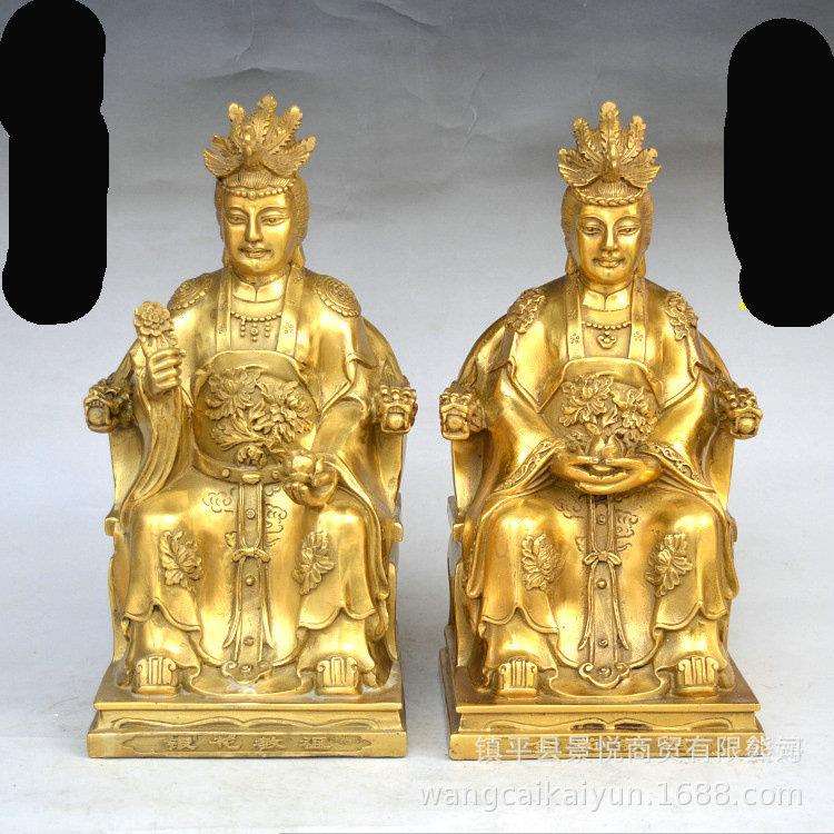 铜金花娘娘银花娘娘铜像摆件金花娘娘花夫人铜像人物雕像装饰摆件