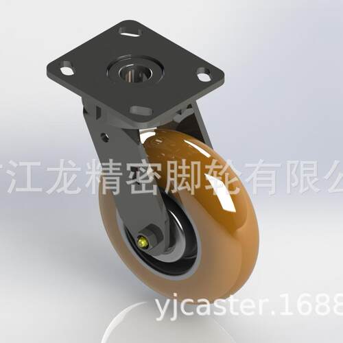 大圆面铝芯包聚氨酯重型脚轮降低启动力滑轮大圆五金工具脚轮