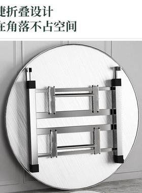 摆304不锈钢叠桌子圆折形外烧烤户摊大排档JOC大圆桌转商家食堂餐