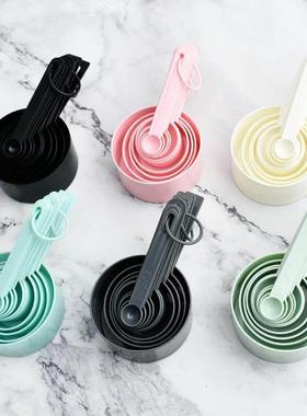 2410 black plastic measuring spoons cups set tools for bakin