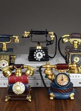 电视柜上的装饰品摆件高级感客厅复古电话机创意小酒柜书柜书书架
