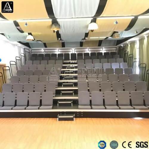 8层7米电动伸缩看台软包折叠座椅体育馆活动室座椅