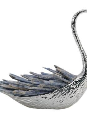 现代简约创意金属水晶天鹅摆件样板房家居桌面书架软装饰品工艺品