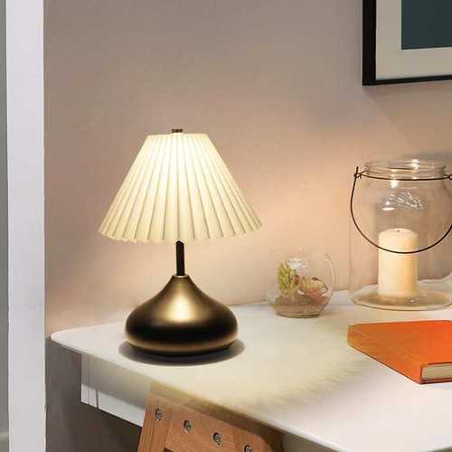 台灯床头灯触摸感应温馨浪漫百褶柔光智能调光创意睡眠卧室小夜灯