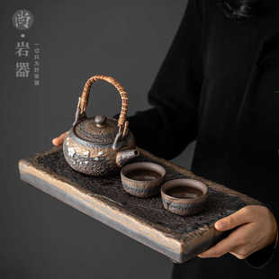茶具托盘干泡盘粗陶小茶台 复古陶瓷功夫茶盘家用客厅办公室中式