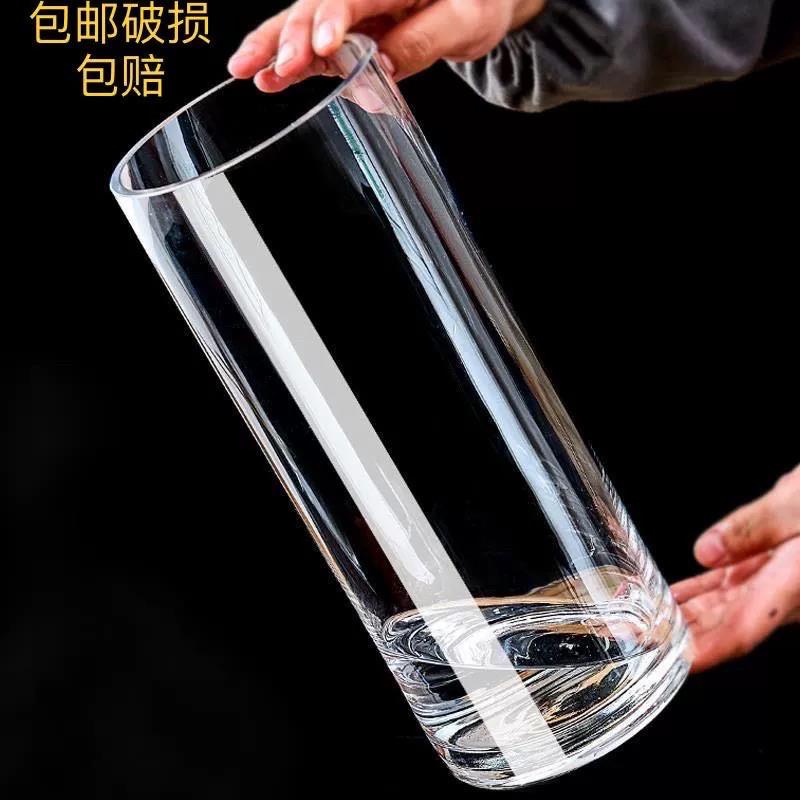 特大玻璃花瓶大号直筒透明客厅落地插花富贵竹水培水养简约摆件