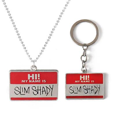 keychain eminem Letter Hi My Name Is Slim Shady Metal Badge