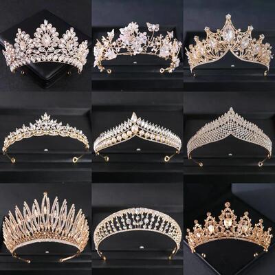 Gold Color Luxury Crystal Wedding Tiaras And Crowns Party Rh