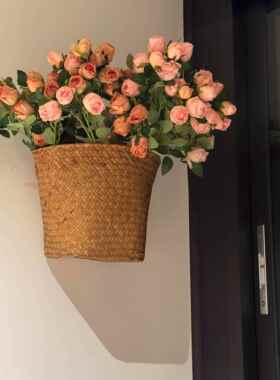 燃气表遮丑挂饰创意自制家用仿真假花高颜值编织篮麻绳管道装饰